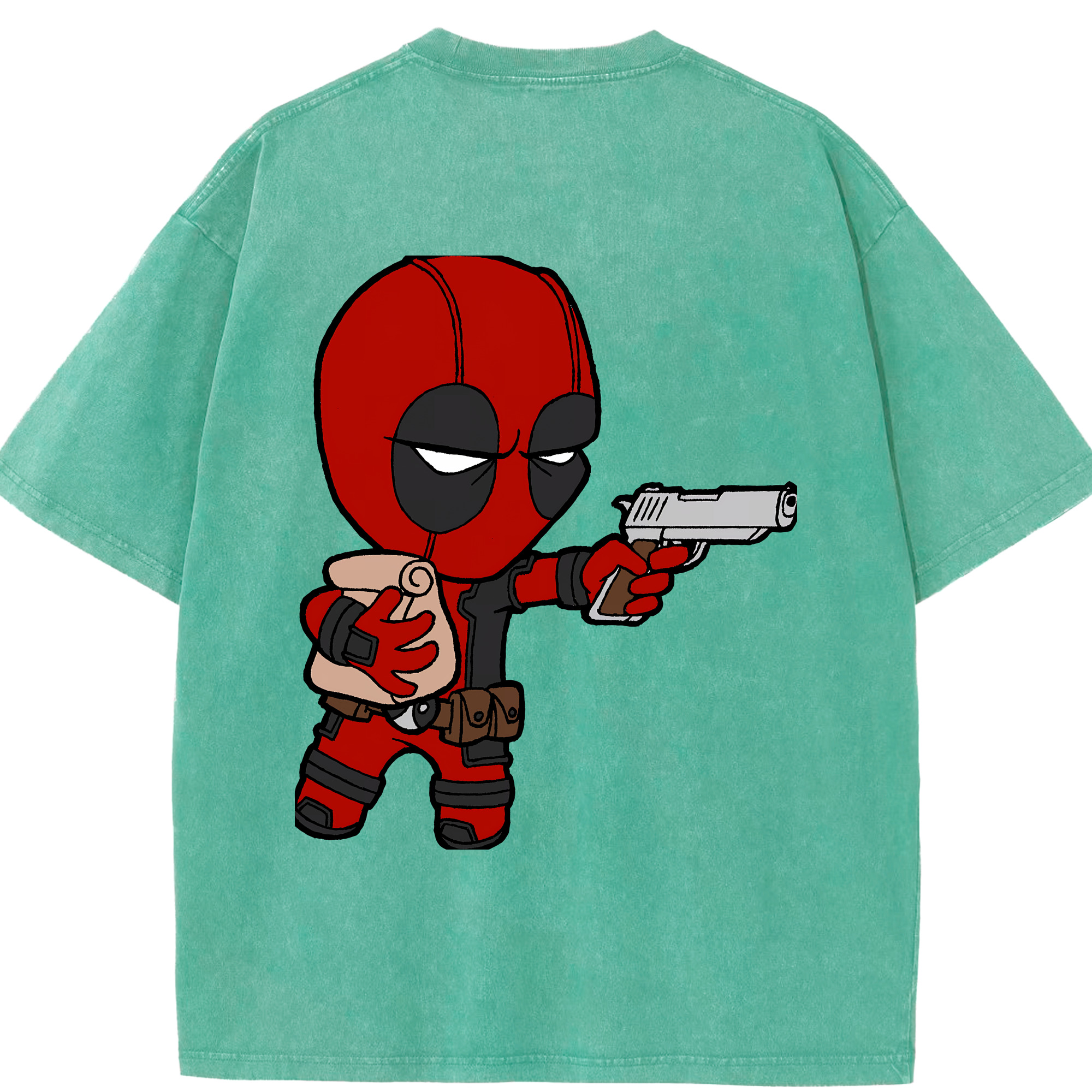 （画像用） Deadpool デッドプール 綿100% ヴィンテージ風 半袖Tシャツ（背面プリント）